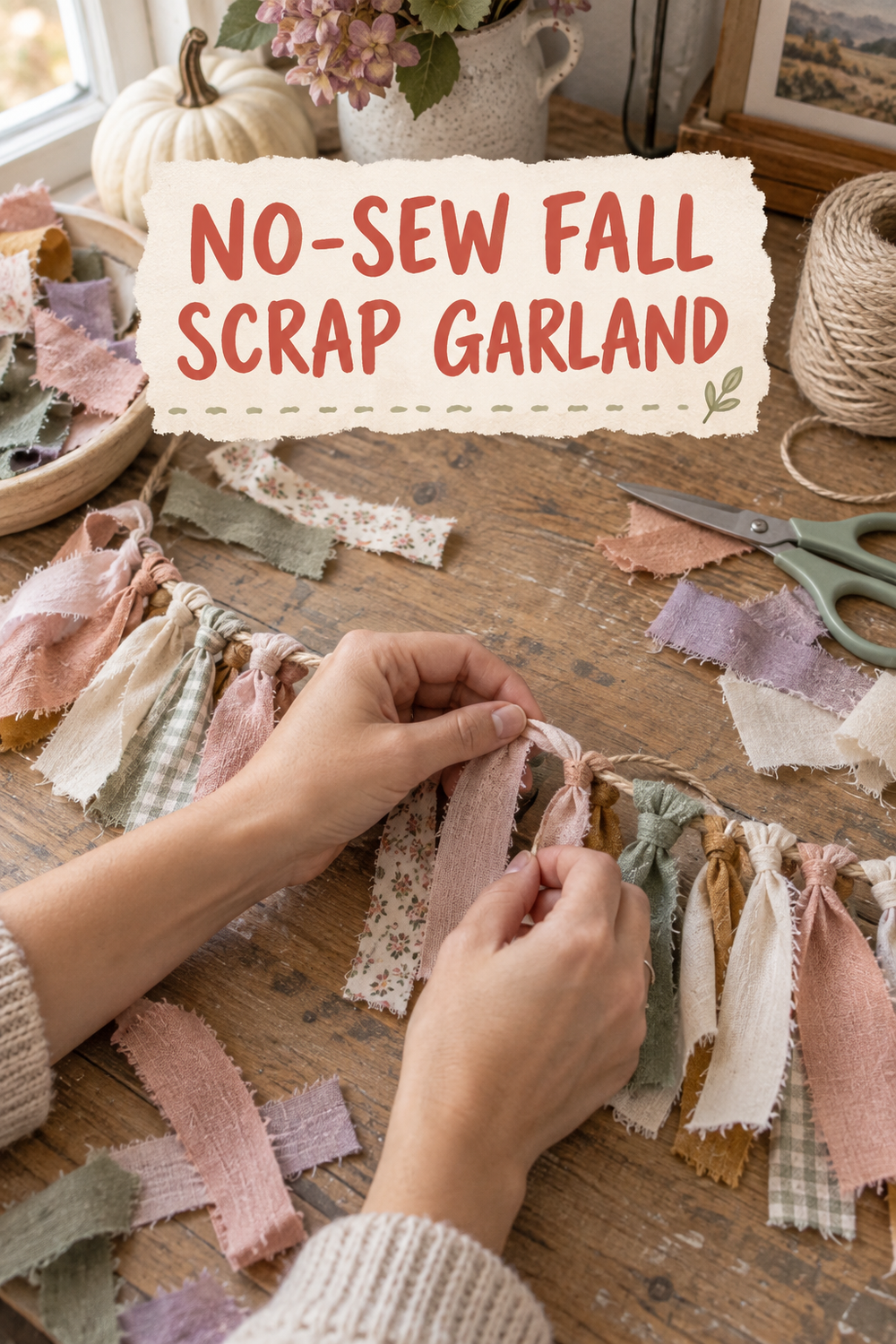 No-sew fall scrap garland project inspiration
