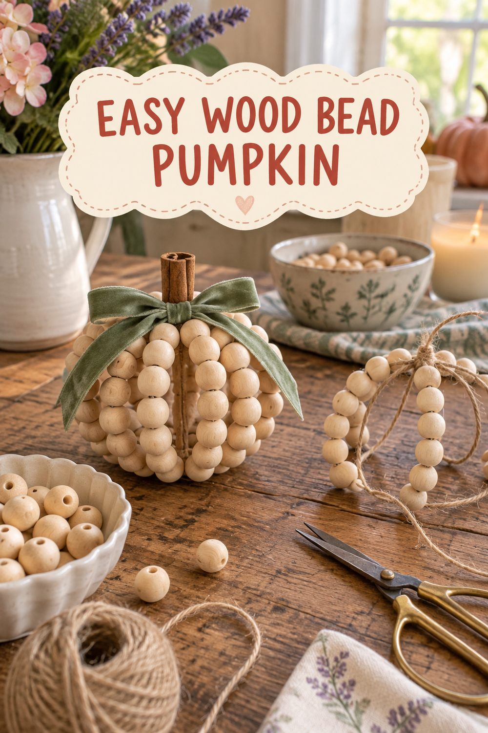 Easy wood bead pumpkin project inspiration