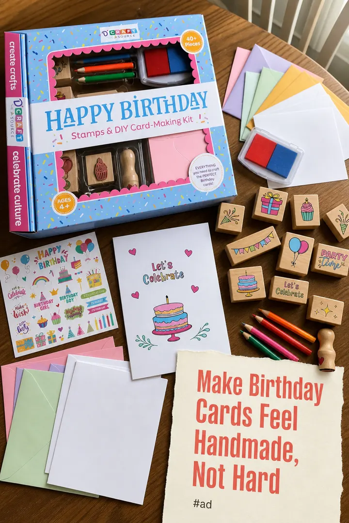 Birthday Card Making Kit with Wooden Stamps pin