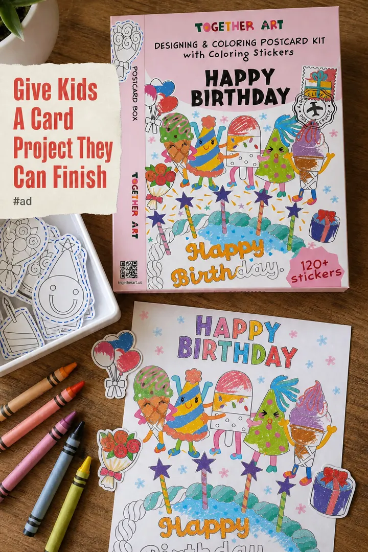 Birthday Coloring Card Kit with Story Stickers pin